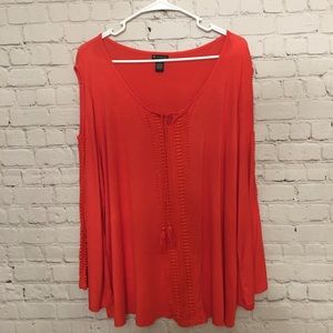 new directions chili pepper red cold shoulder top